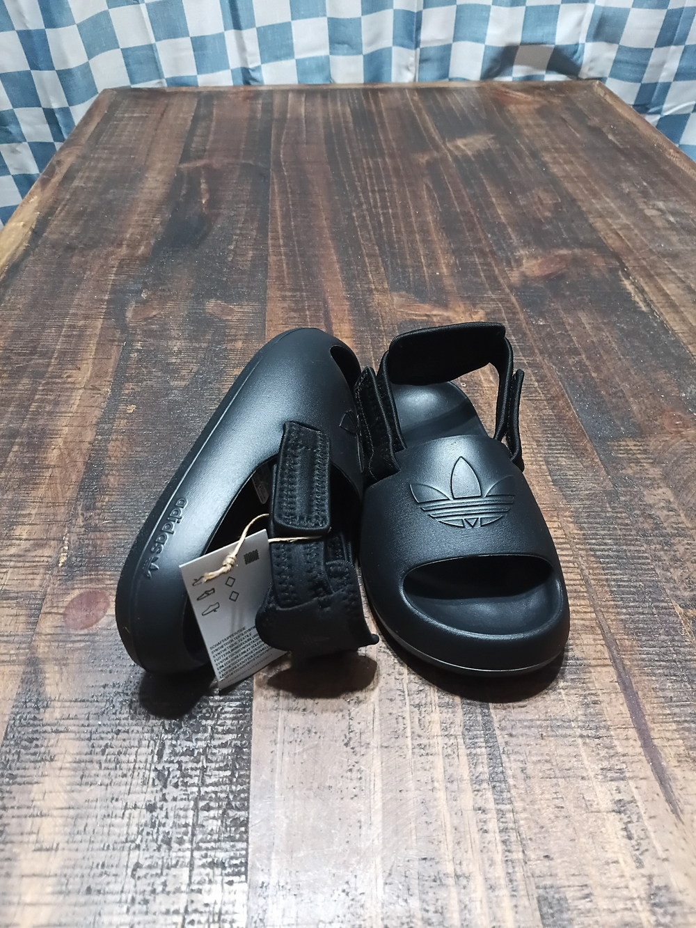adidas Kids Black Slide Sandals with Trefoil Logo